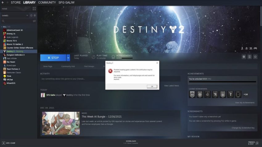 Destiny 2 Foutcode Marmot Fix