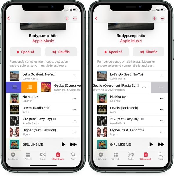 Apple Music iOS 14.5 swipe screenshot