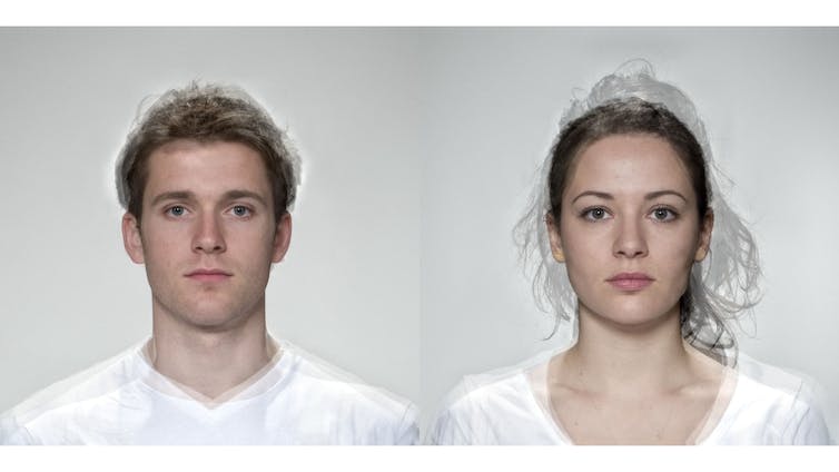 Een mannelijk gezicht en een vrouwelijk gezicht
