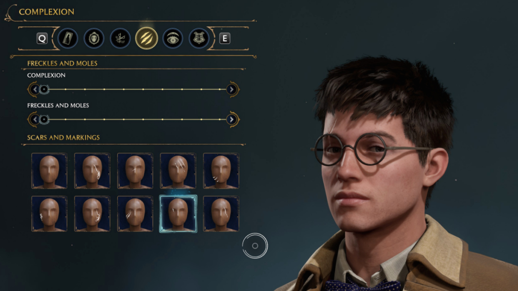Teintopties voor het creëren van een Harry Potter-personage in Hogwarts Legacy