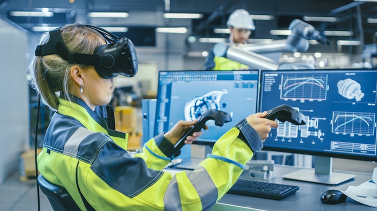 Industrieel ingenieur gebruikt VR-technologie voor industrieel ontwerp