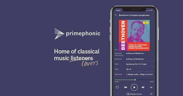 Primephonic logo, Apple Music Classical, iPhone
