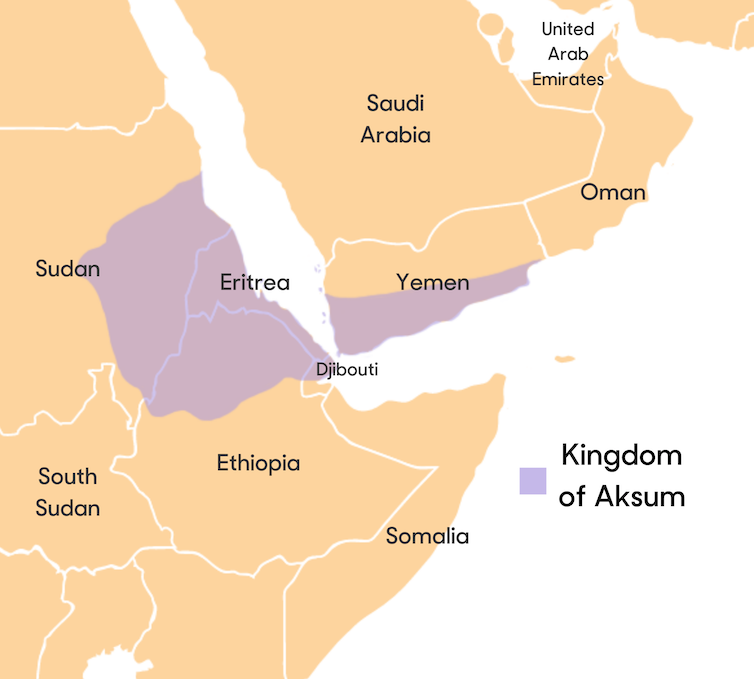 Kaart van het Koninkrijk Aksum.
