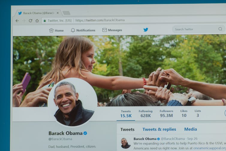 De Twitter-pagina van Barack Obama.