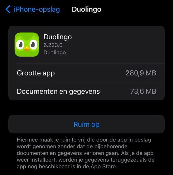 Duolingo app opruimen iPhone